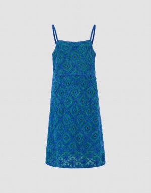 Blue Urban Revivo Sleeveless Off-Shoulder Women's Knitted Dress | 21578CAPI