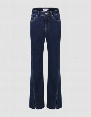 Blue Urban Revivo Split Hem Flare Women's Jeans | 76284STBM