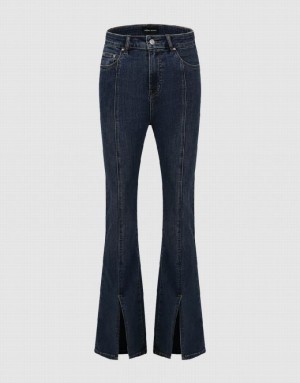 Blue Urban Revivo Split Hem Flare Women's Jeans | 40178ZGCQ