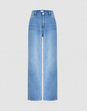 Blue Urban Revivo Straight Fit Women's Jeans | 31704WVMK