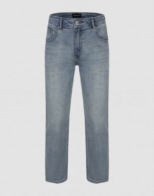 Blue Urban Revivo Straight Men's Jeans | 90521YKIA