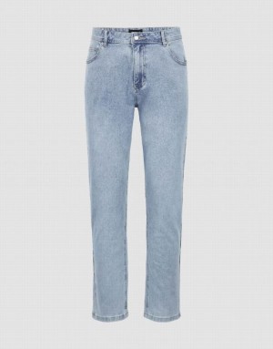 Blue Urban Revivo Straight Men's Jeans | 96751KPJI