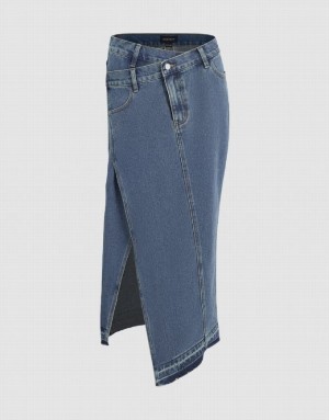 Blue Urban Revivo Straight Women's Denim Skirt | 12738RPAZ