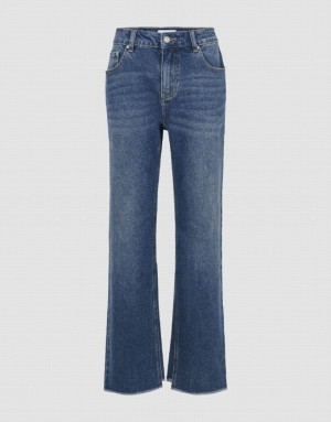 Blue Urban Revivo Straight Women's Jeans | 59613QDWZ