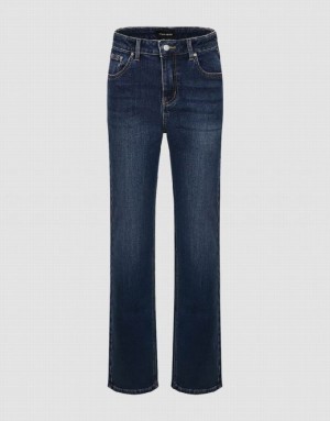 Blue Urban Revivo Straight Women's Jeans | 75680HFNM