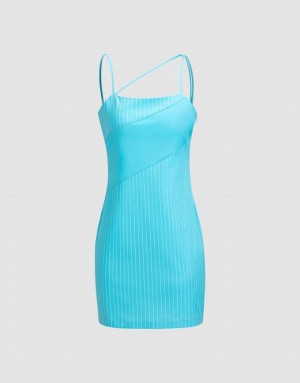 Blue Urban Revivo Striped Cami Women's Dress | 62507LIQX