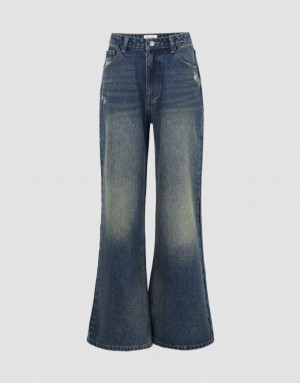 Blue Urban Revivo Wide-Leg Women's Jeans | 81370ZWSE