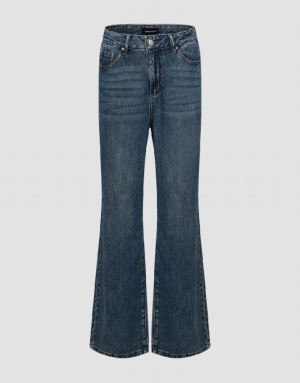 Blue Urban Revivo Wide-Leg Women's Jeans | 31980HSEN