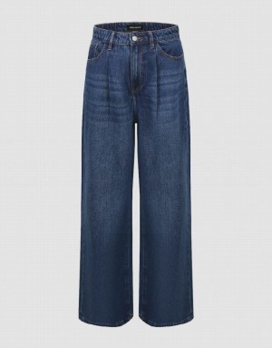 Blue Urban Revivo Wide-Leg Women's Jeans | 23698MOZF