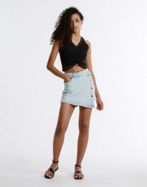 Blue Urban Revivo Wrap Women's Denim Skirt | 16597XKZN