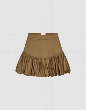 Brown Urban Revivo Elastic Waist Mini A-Line Women's Skirts | 97865GKLX