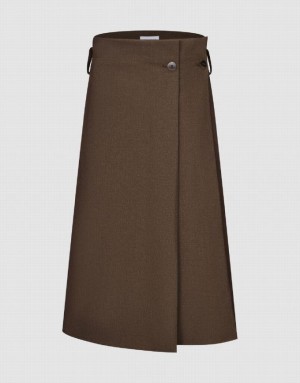 Brown Urban Revivo Midi A-Line Women's Skirts | 56342ULJV