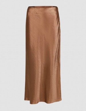 Brown Urban Revivo Midi Straight Women's Skirts | 73085TYMD