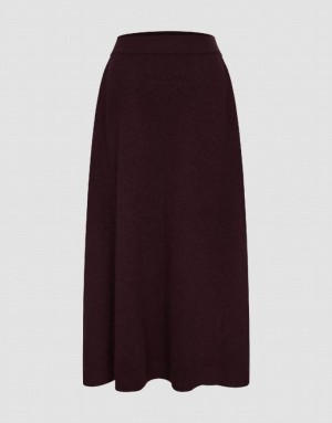 Brown Urban Revivo Plain Knitted Midi Women's Skirts | 86702QGZU