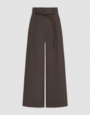 Brown Urban Revivo Straight Women's Pants | 59416XQHR