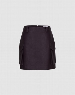 Brown Urban Revivo Vegan Leather Mini A-Line Women's Skirts | 83746CBYR