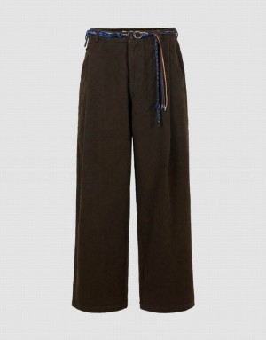 Brown Urban Revivo Wide-Leg With Rope Men's Pants | 25371OJQF