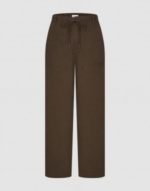 Brown Urban Revivo Wide-Leg With Rope Women's Pants | 72460NJGI