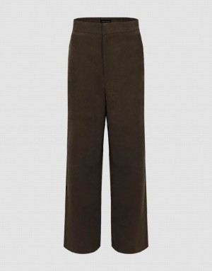 Brown Urban Revivo Wide-Leg Women's Pants | 39187FOQR