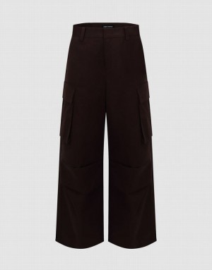 Brown Urban Revivo Wide-Leg Women's Pants | 17936AKPD