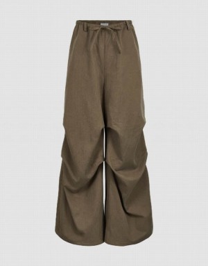 Coffee Urban Revivo Drawstring Waist Wide-Leg Women's Pants | 38710NQMC