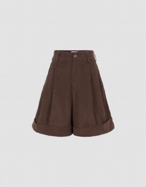 Coffee Urban Revivo Urban Regular Women's Shorts | 96205OBKM