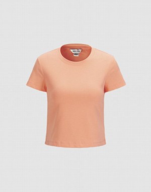 Coral Urban Revivo Basic Fitted Women's T-Shirts | 45923HOTS