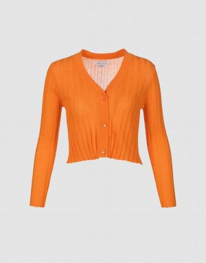 Coral Urban Revivo Button Up Fitted Women's Cardigan | 68371AWCE