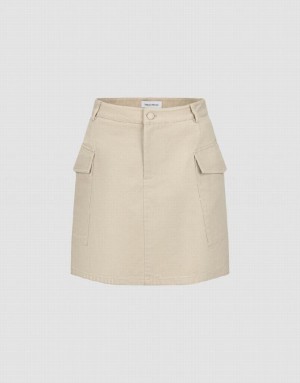 Cream Urban Revivo Mini A-Line Women's Skirts | 35986XCOZ