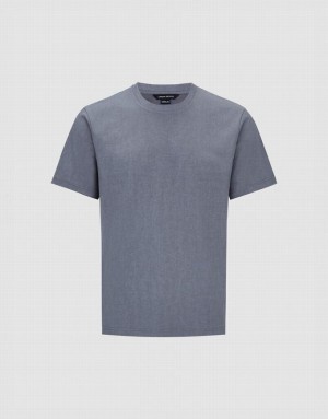 Dark Grey Urban Revivo Crew Neck Straight Men's T-Shirts | 41630XAHB