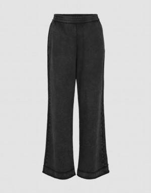 Dark Grey Urban Revivo Elastic Waist Knitted Wide-Leg Women's Pants | 32719MQOH