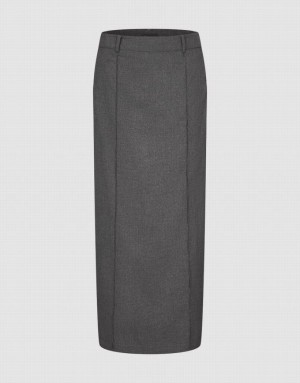 Dark Grey Urban Revivo Maxi Straight Women's Skirts | 80916CFHB