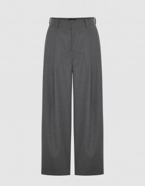 Dark Grey Urban Revivo Tailored Wide-Leg Women's Pants | 42617FNMP