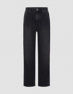 Dark Grey Urban Revivo Wide-Leg Men's Jeans | 27645IJRM