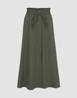 Green Urban Revivo Elastic Waist A-Line Women's Skirts | 98420BKIE