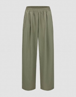 Green Urban Revivo Elastic Waist Carrot Fit Women's Pants | 78314KNXV