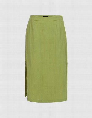 Green Urban Revivo Midi A-Line Women's Skirts | 36952HIAV