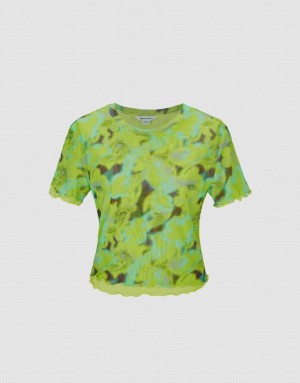 Green Urban Revivo Skinny Women's T-Shirts | 24175TMVA