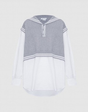 Grey Urban Revivo 2 In 1 Knitted & Striped Women's Shirts | 28491HMAT