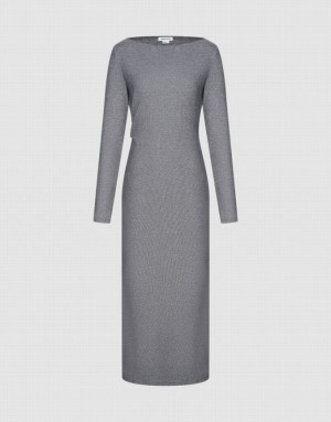 Grey Urban Revivo Boat Neck Straight Women's Dress | 10857CXVM