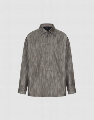 Grey Urban Revivo Button Up Printed Men's Shirts | 17029DJGU