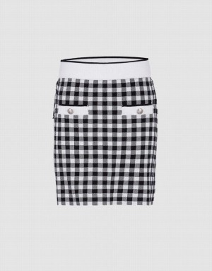 Grey Urban Revivo Checkered Knitted Women's Skirts | 19720XLRK