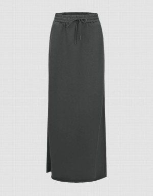 Grey Urban Revivo Drawsting Waist Midi Straight Women's Skirts | 42395ENTP