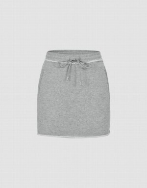 Grey Urban Revivo Drawstring Waist Mini Straight Women's Skirts | 95684TWHG