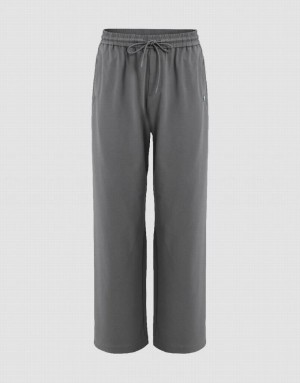 Grey Urban Revivo Drawstring Waist Wide-Leg Loose Men's Pants | 81506GUTV