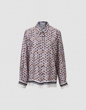 Grey Urban Revivo Geometric Button Up Women's Shirts | 83479EUKG