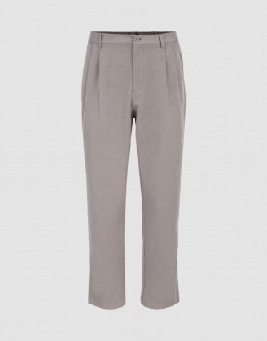 Grey Urban Revivo Oversized Straight Men's Pants | 64527GDIY