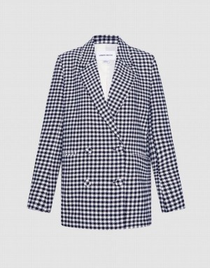 Grey Urban Revivo Plaid Double Breasted Women's Blazers | 49376QXML