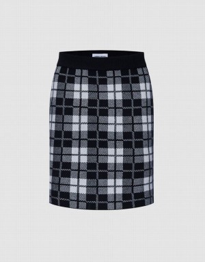 Grey Urban Revivo Plaid Knit Women's Skirts | 10348UYAS