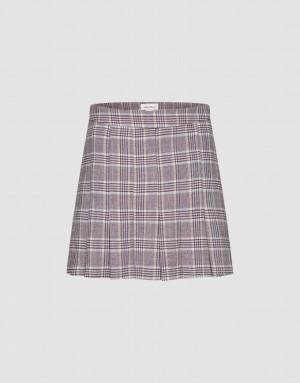 Grey Urban Revivo Plaid Mini A-Line Women's Skirts | 76803IBJR